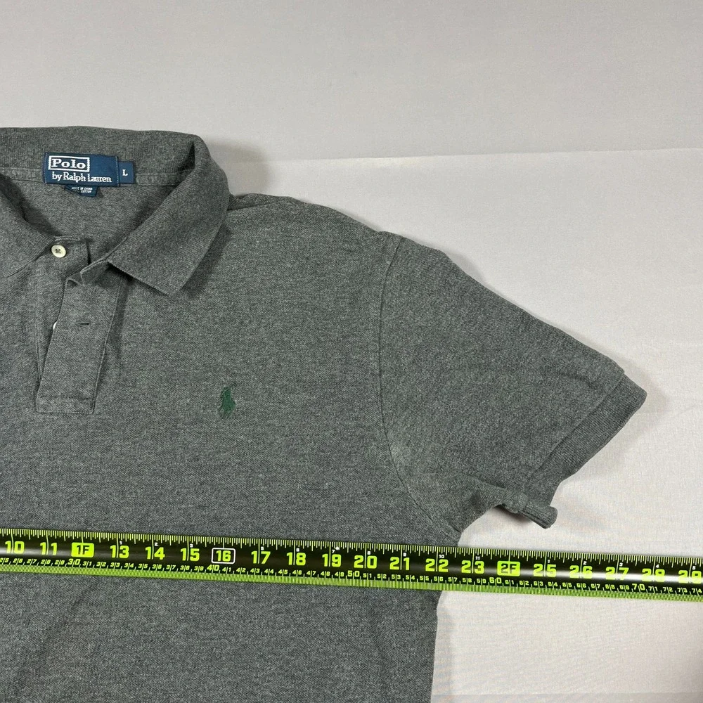 Polo Ralph Lauren Polo Shirt Mens Large Charcoal Gray Cotton Logo Embroidered